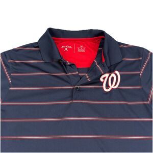 Washington Nationals MLB Polo Short Striped Mens M Blue Antigua Button Flaw